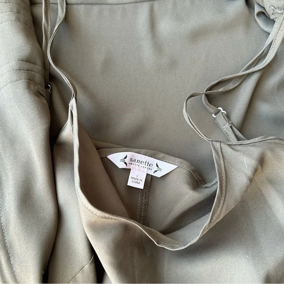 Nanette Lepore Military  Green Button Down Midi Shirtdress with Slips - Picture 12 of 16